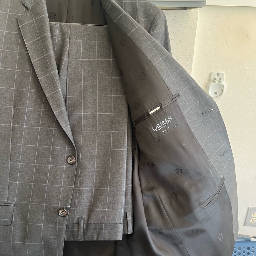 Saks 5th Ave - Men’s Grey Checkered Ralph Lauren Slim Fit Suit